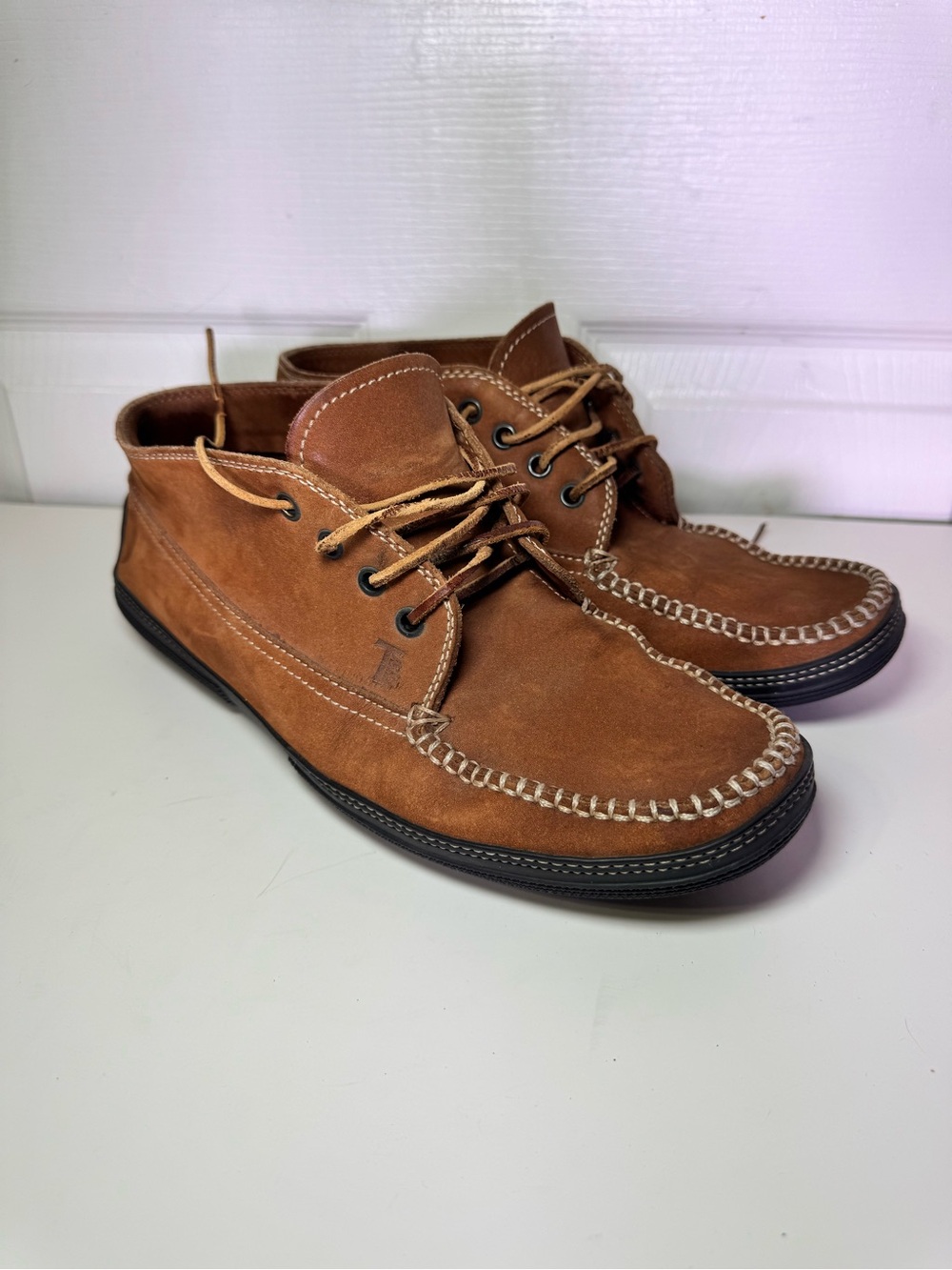 Tod’s Men’s Brown Suede Moc Toe Chukka Boots Size 9.5 Made in Italy